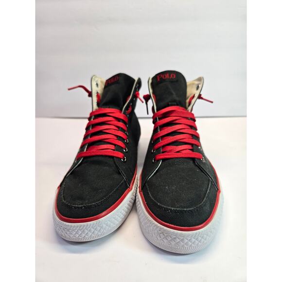 Polo Ralph Lauren Ballards High Men Canvas Chukka Boots Sz 9 D | Black - Picture 5 of 8